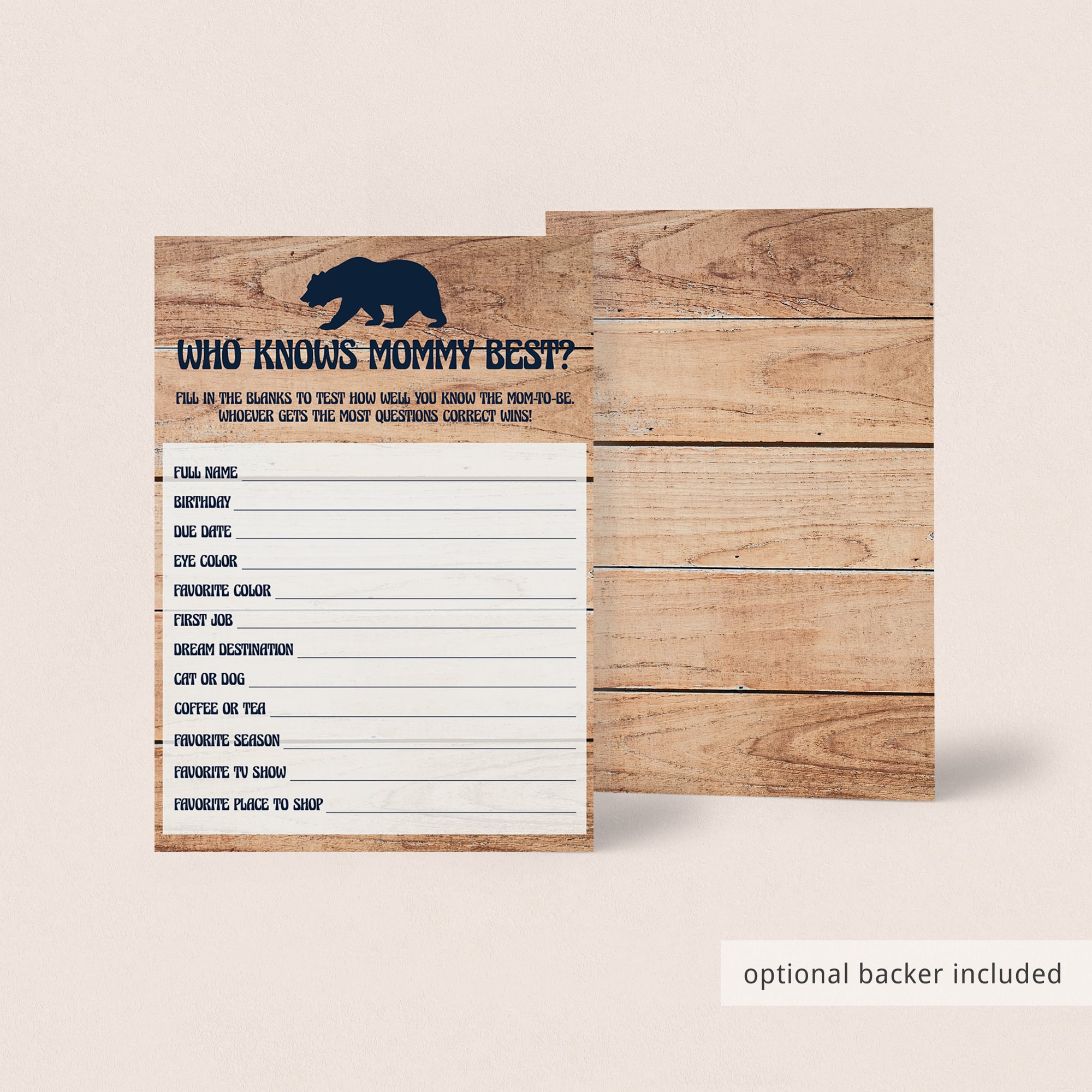Who knows mom best game for bear baby shower by LittleSizzle