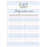 Little elephant theme baby shower game baby names by LittleSizzle