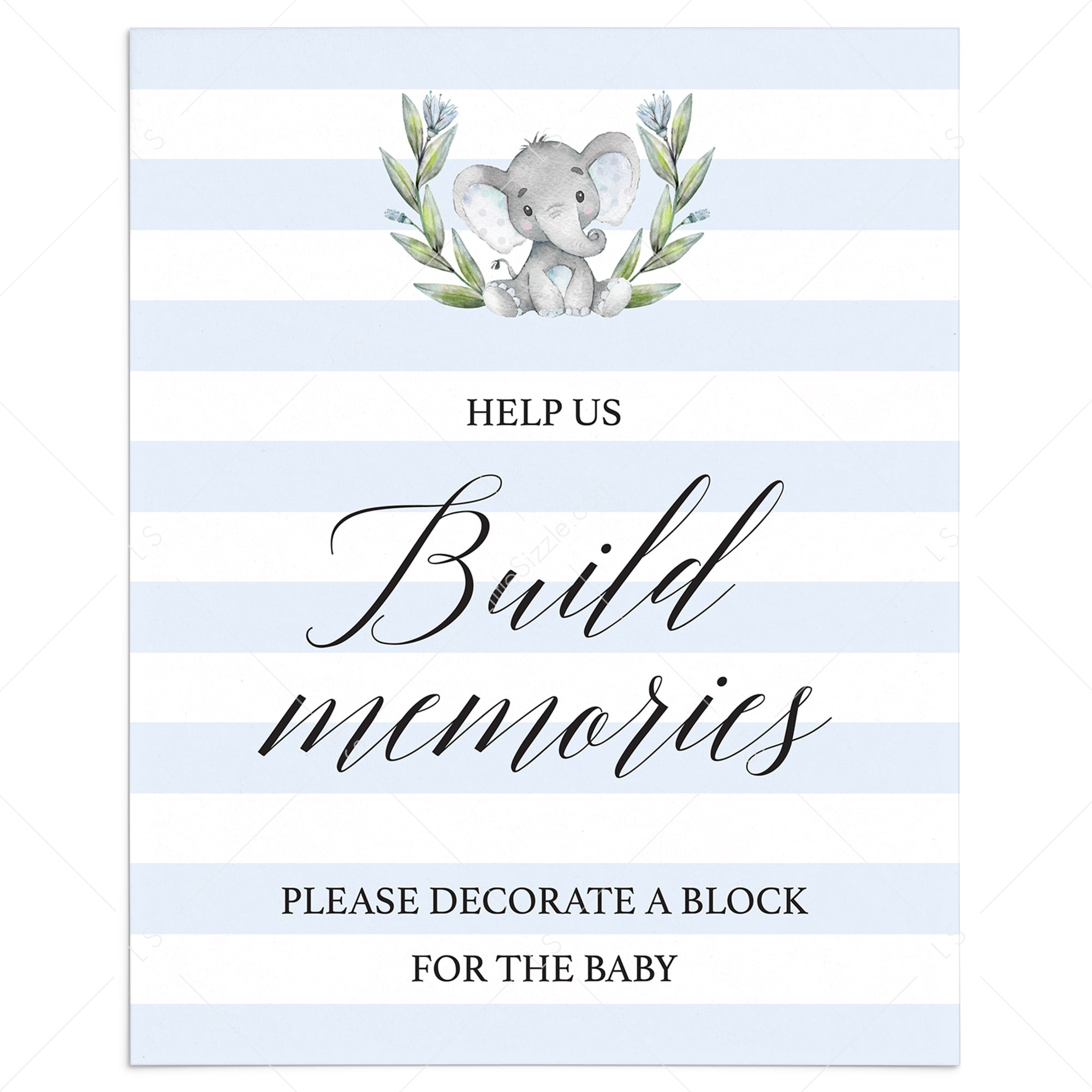 Decorate a block build memories baby shower activity for boy by LittleSizzle