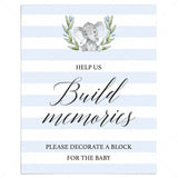 Decorate a block build memories baby shower activity for boy by LittleSizzle