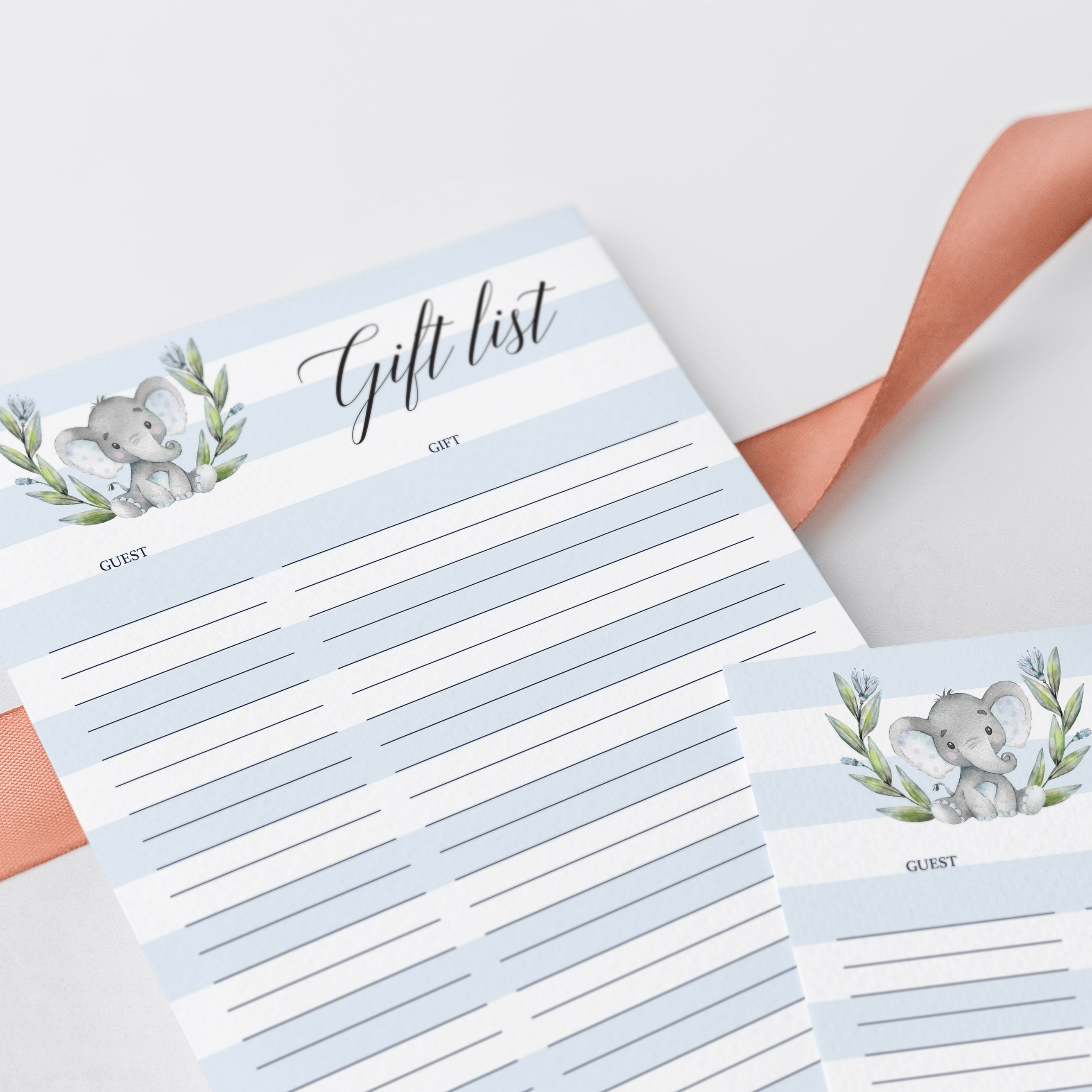 Elephant baby shower printable gift list by LittleSizzle