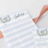 Elephant baby shower printable gift list by LittleSizzle