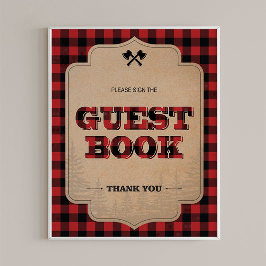 Lumberjack decorations sign the guest book table sign printable by LittleSizzle