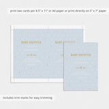 Baby Boy Shower Invitation Template with Gold Hearts