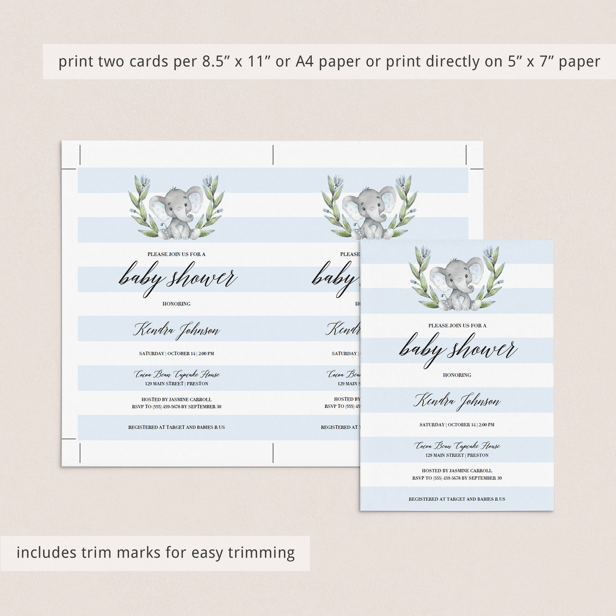 Blue and white baby shower invitations by LittleSizzle