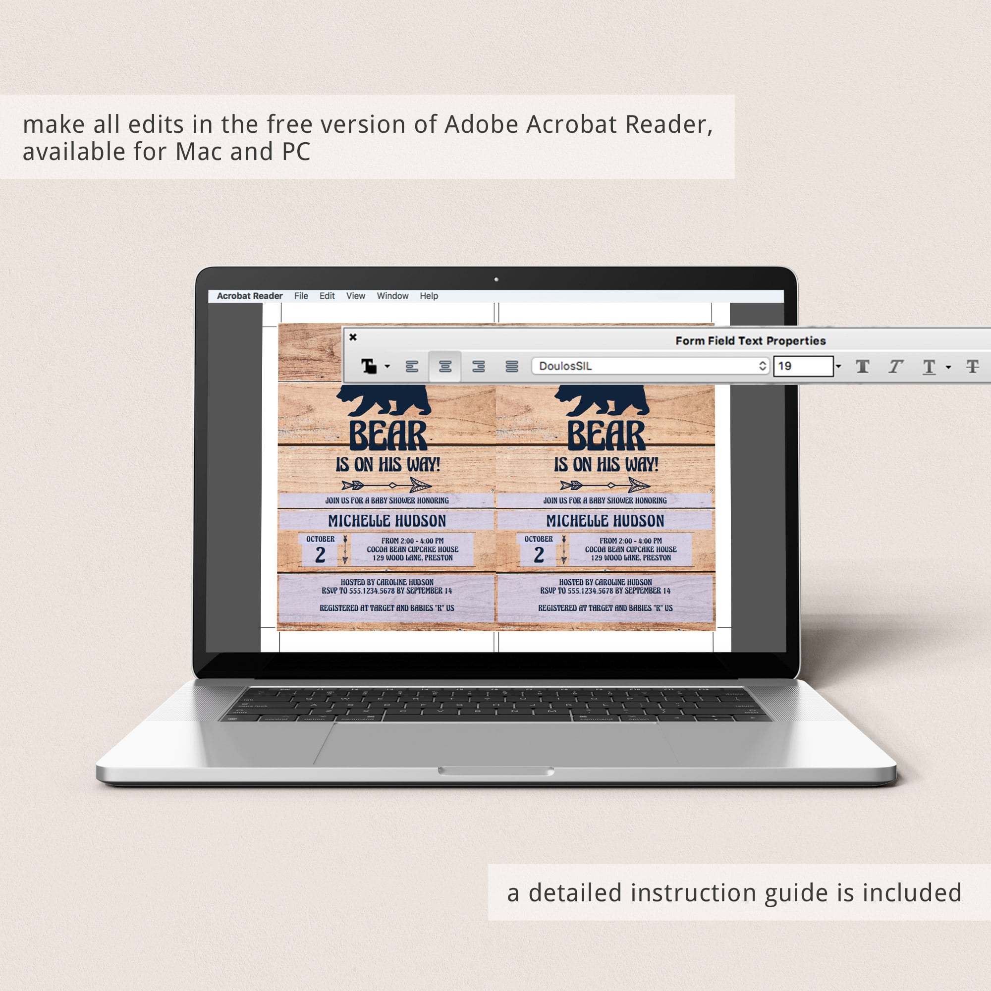 Downloadable baby shower template for boys by LittleSizzle