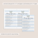Nursery Rhyme Quiz Printable for Elephant Baby Shower