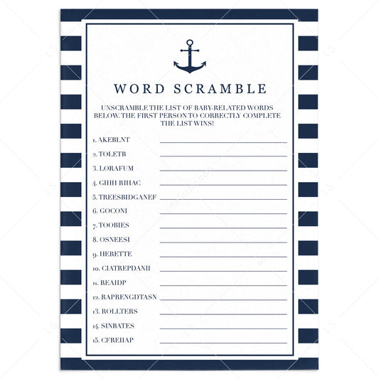 Baby Word Scramble game for baby shower by LittleSizzle