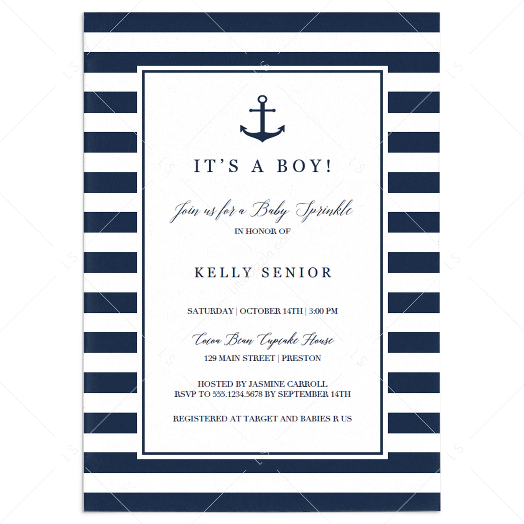 Nautical Baby Sprinkle invitation template Navy Blue | Instant Download – LittleSizzle nautical-baby-sprinkle-invitation-template-navy-blue-instant-download-littlesizzle