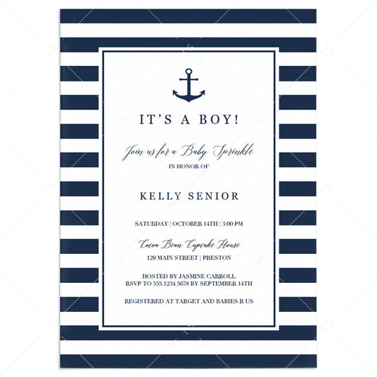 Nautical baby sprinkle invitation template by LittleSizzle