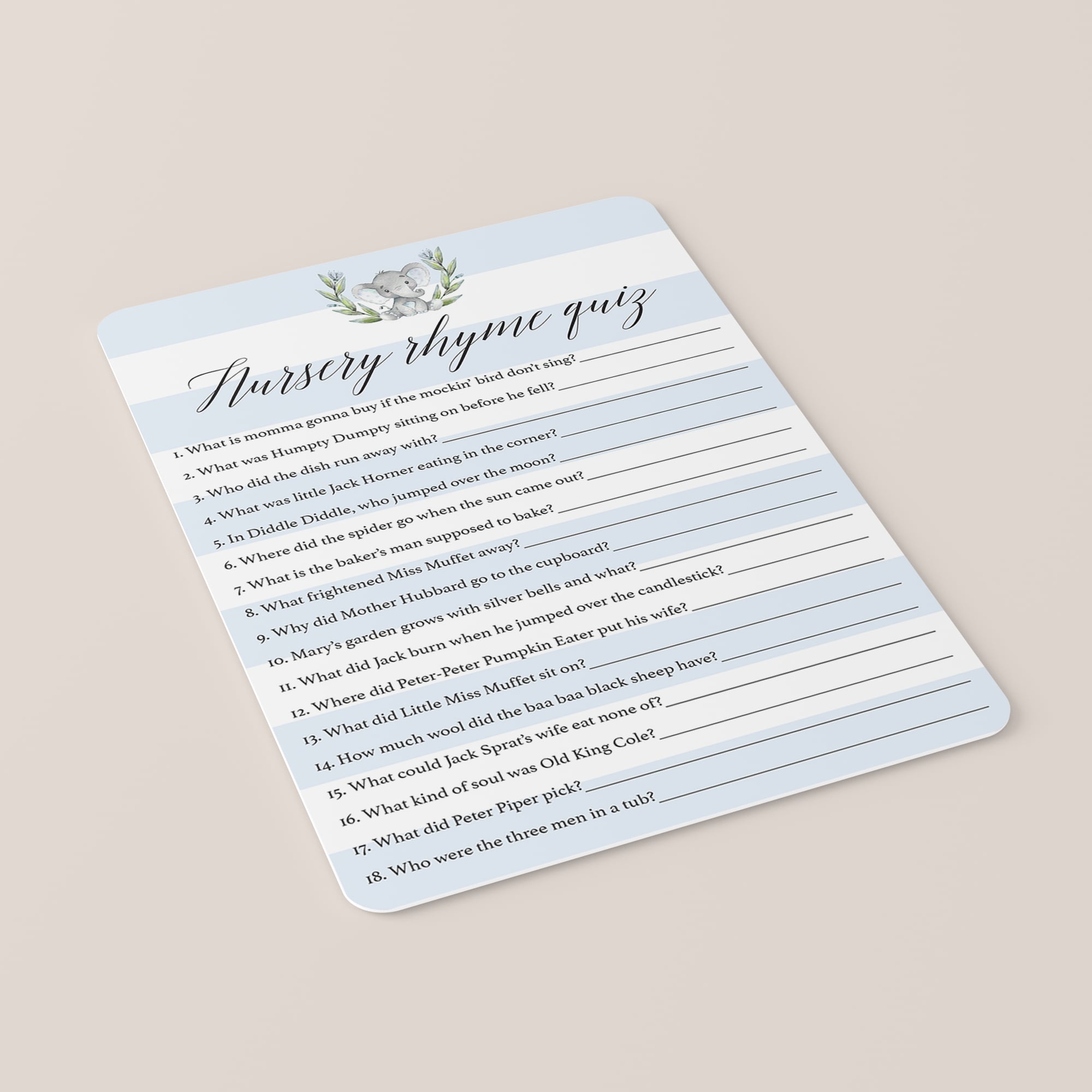 Elephant baby shower printable games for boy by LittleSizzle