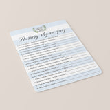 Elephant baby shower printable games for boy by LittleSizzle