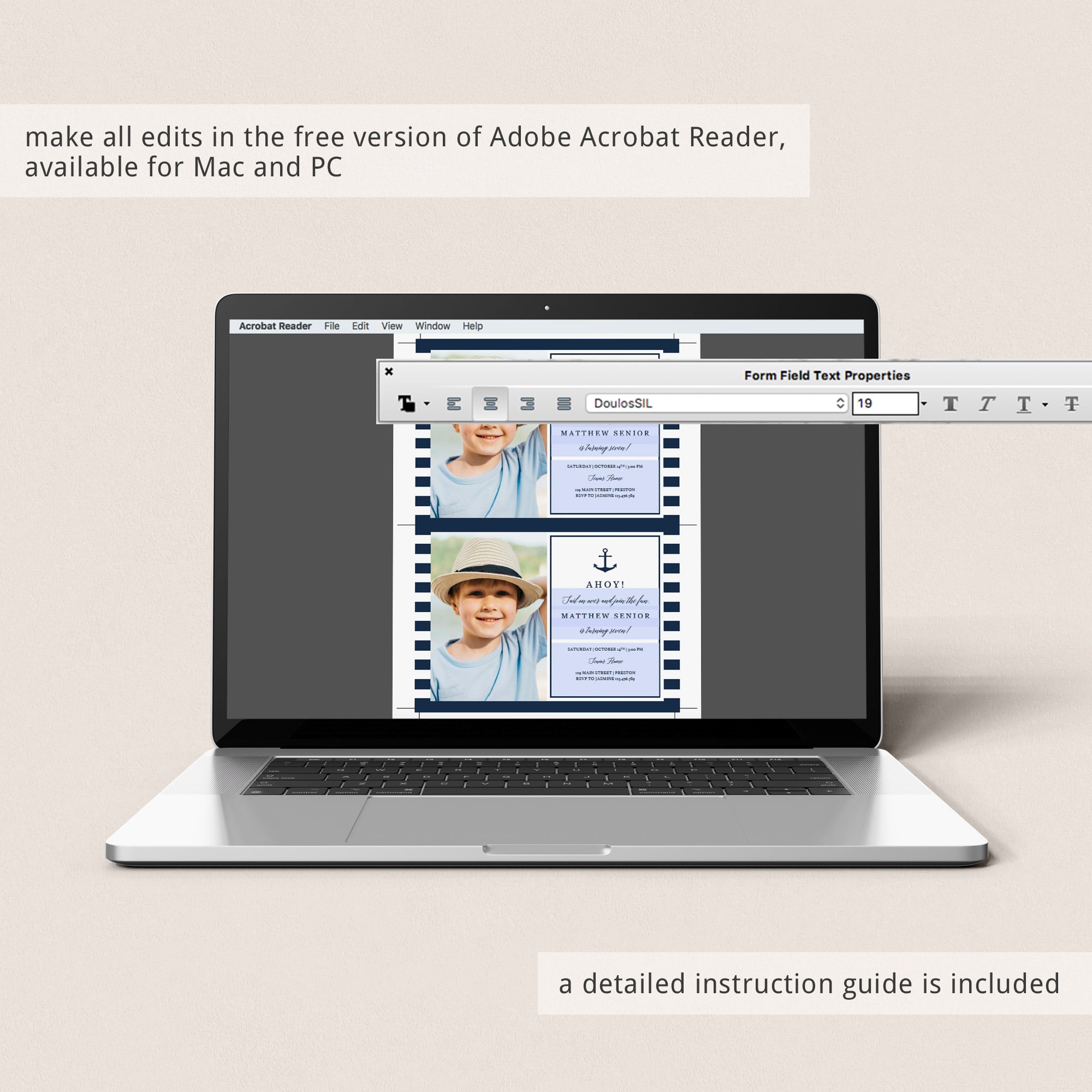 Nautical navy and white birthday invite digital template by LittleSizzle