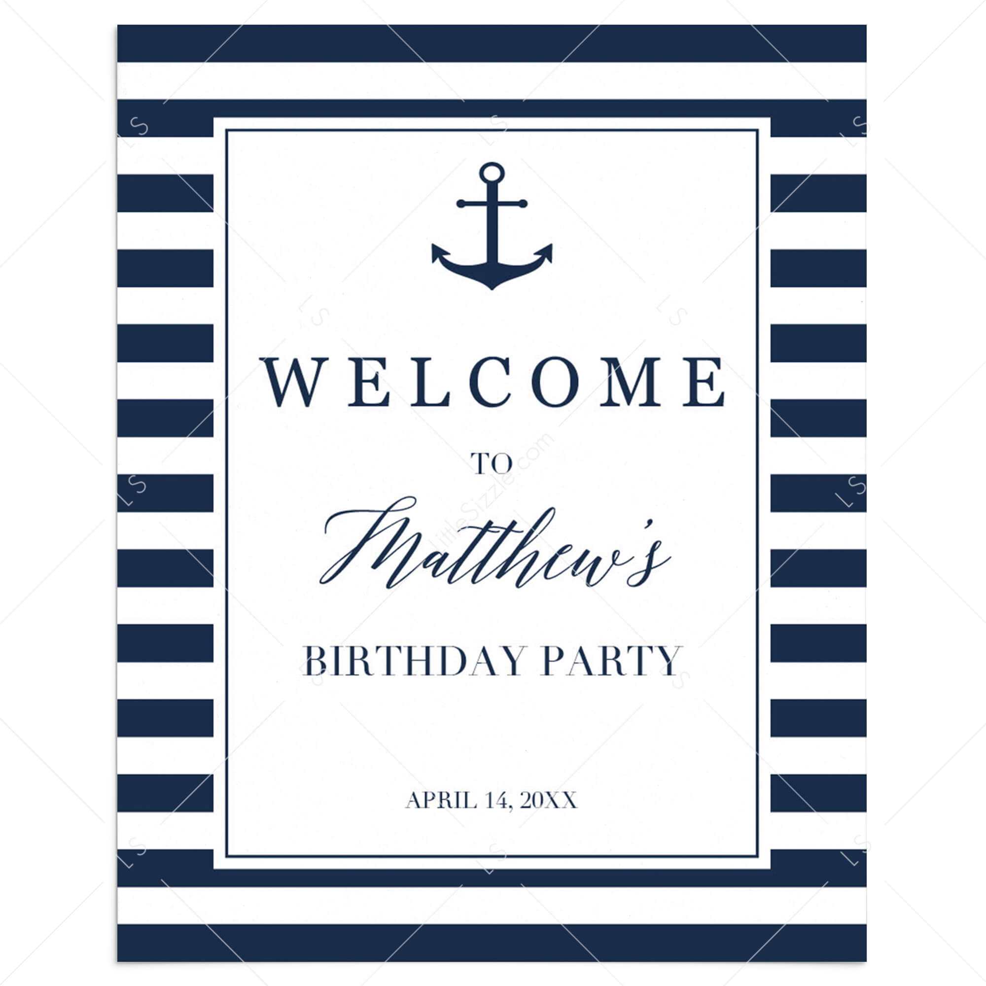 Personalized Welcome Sign for Nautical Party