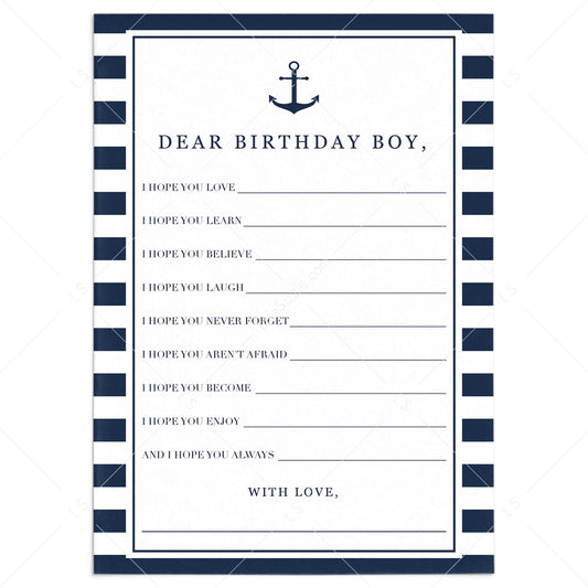 Wishes and Advice for The Birthday Boy Printable by LittleSizzle