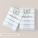 Blue Elephant Baby Shower Invitation Template