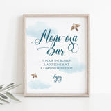 Blue Cloud Baby Shower Momosa Bar Printable