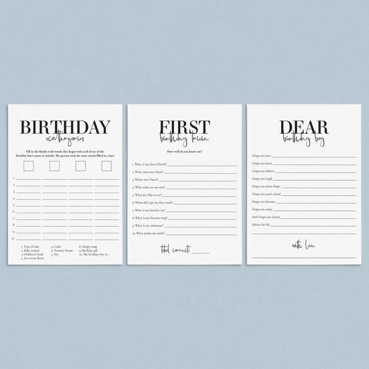 Boy First Birthday Party Games Bundle Printable by LittleSizzle