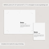 Brave Definition Print Instant Download