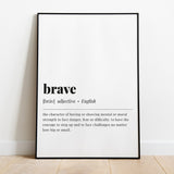 Brave Definition Print Instant Download