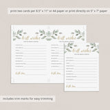 Elegant Wedding Well Wishes And Advice Cards Printable