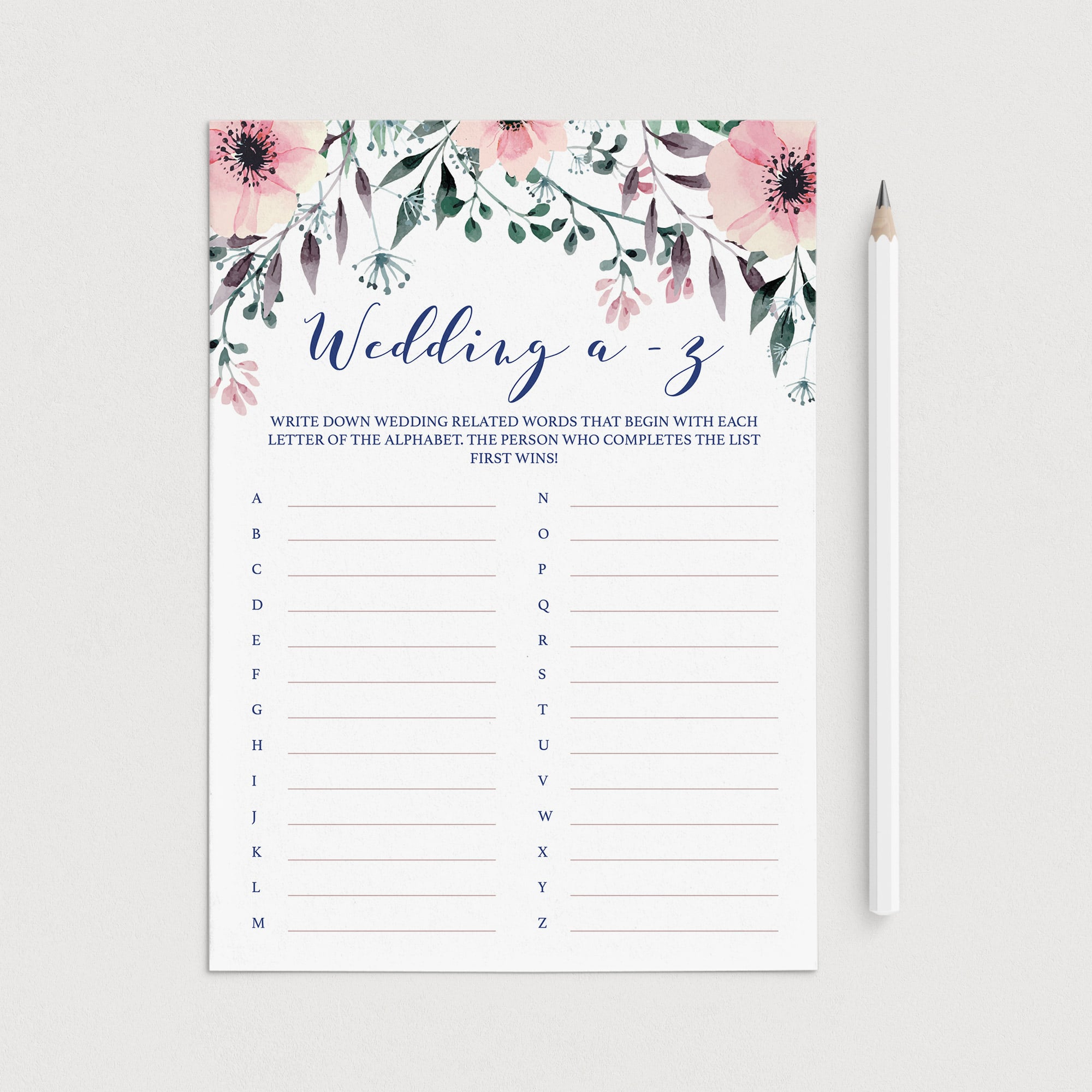 Bohemian Bridal Shower Wedding Alphabet Game Printable by LittleSizzle