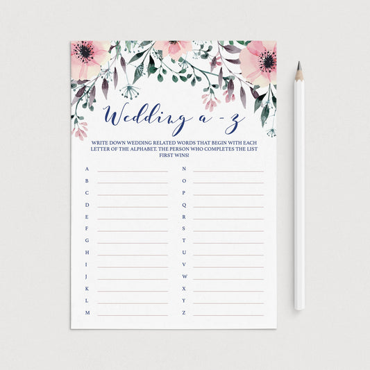 Bohemian Bridal Shower Wedding Alphabet Game Printable by LittleSizzle