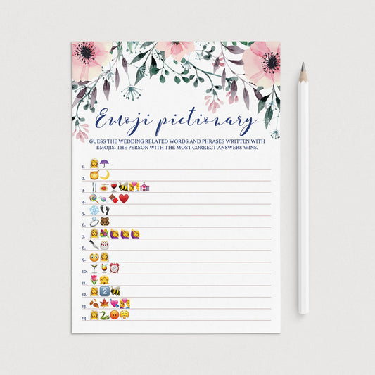 Bridal Emoji Game for Wedding Shower Floral by LittleSizzle
