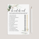 Green and Gold Games Bundle for Bridal Shower Printable