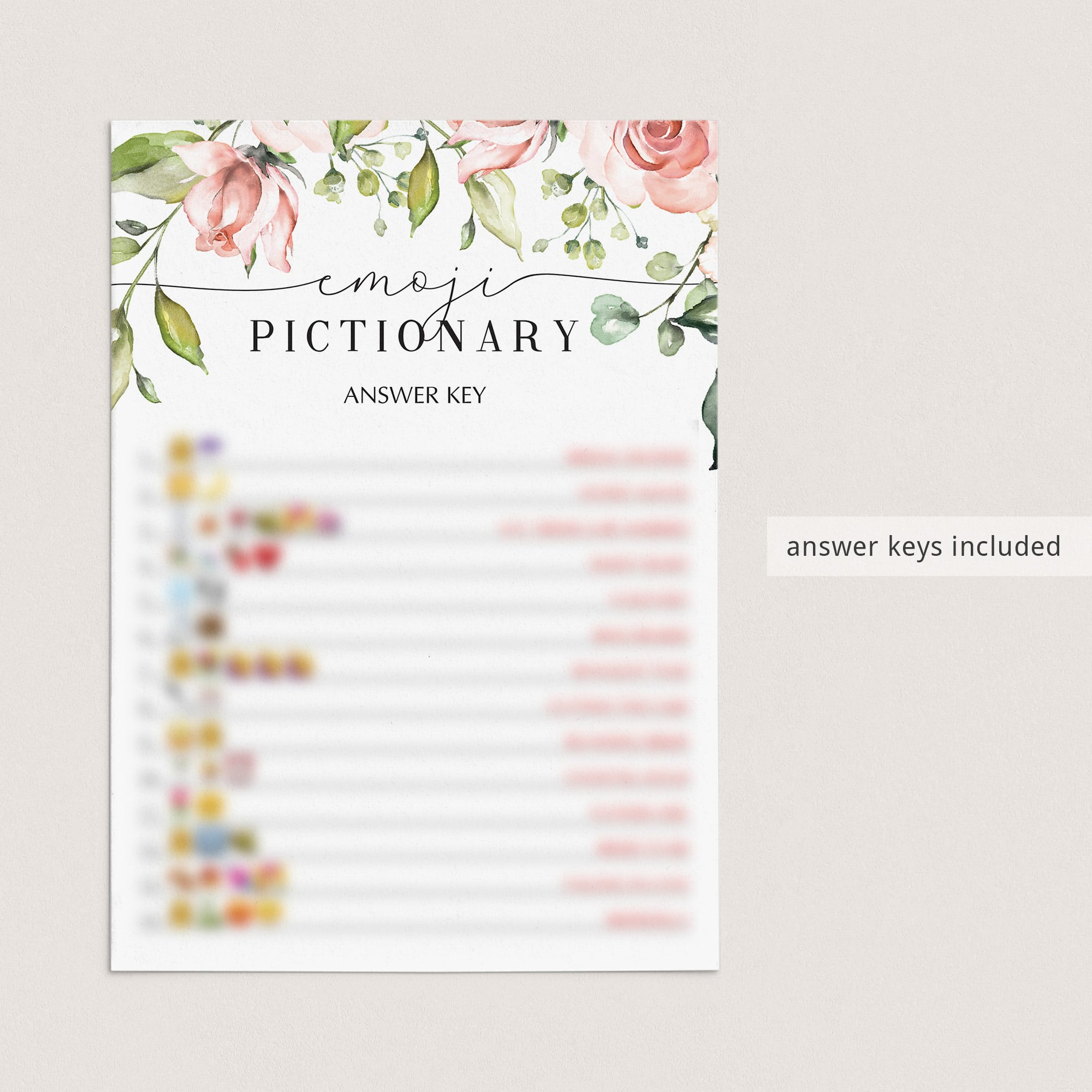 floral emojis game for bridal showers