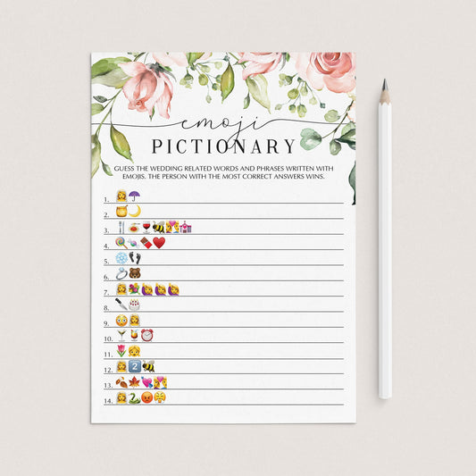 bridal emoji pictionary game printables by LittleSizzle
