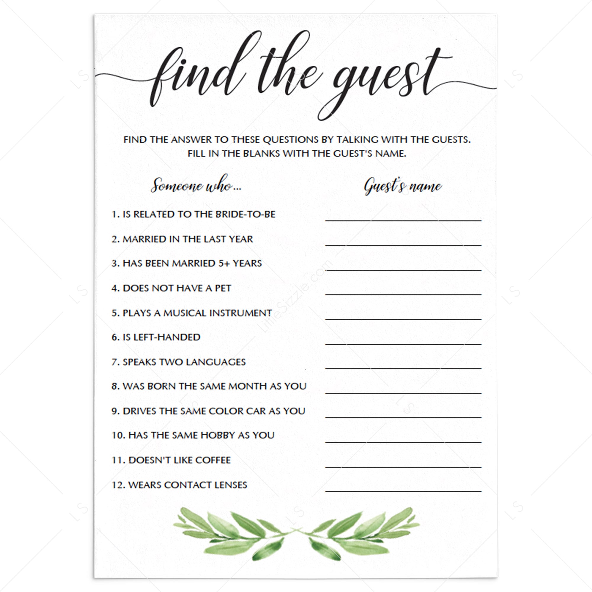 Baby Shower Game, Find the Guest Baby Shower Game, Instant Download, Baby  Shower Games, Printable Game, Baby Shower Activity, Gender Neutral 