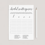 Simple Bridal Shower Game Scattergories Download by LittleSizzle