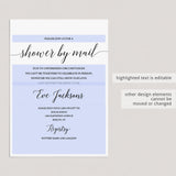 Calligraphy Shower by Mail Invitation Editable Template