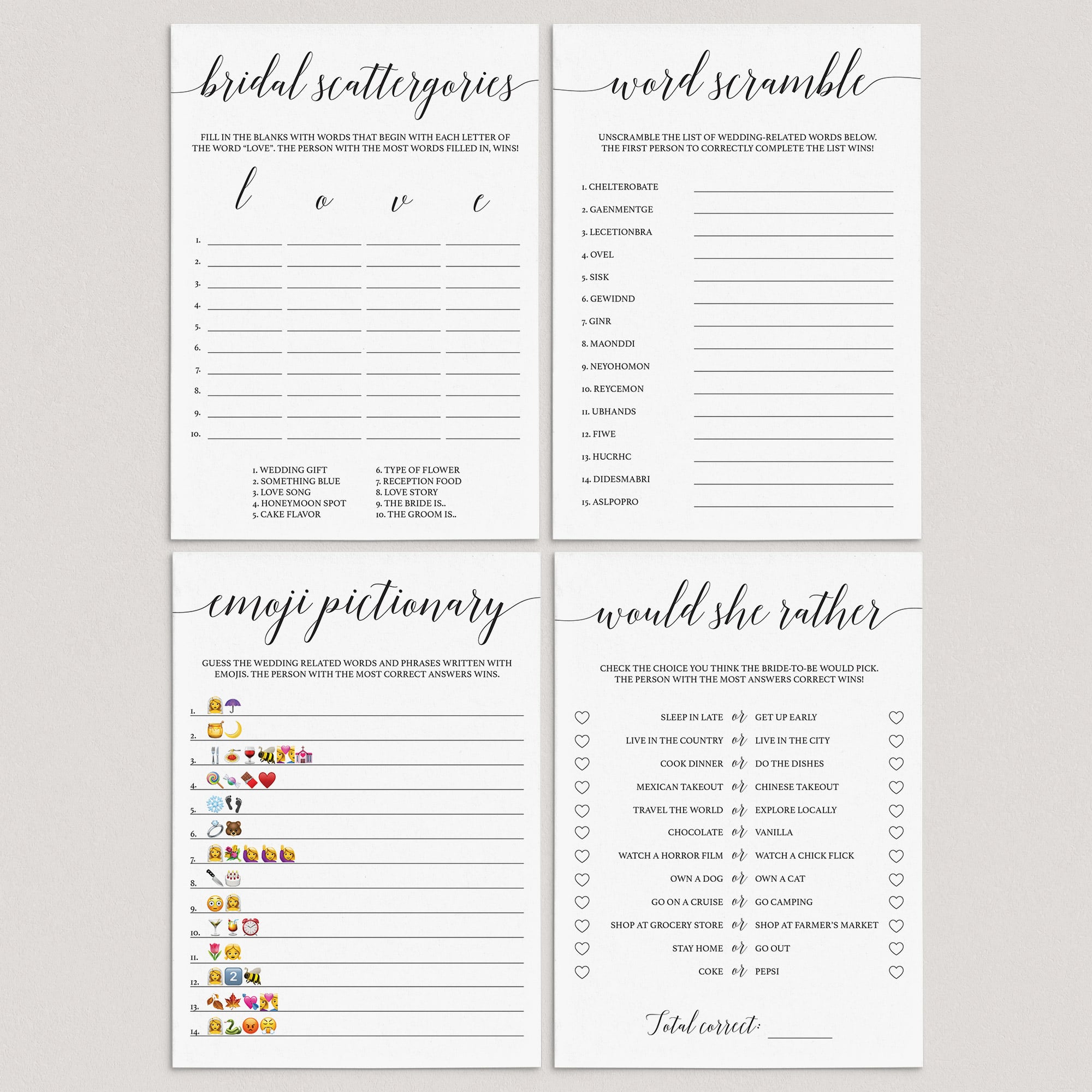 4 Virtual Bridal Shower Games Minimalist by LittleSizzle