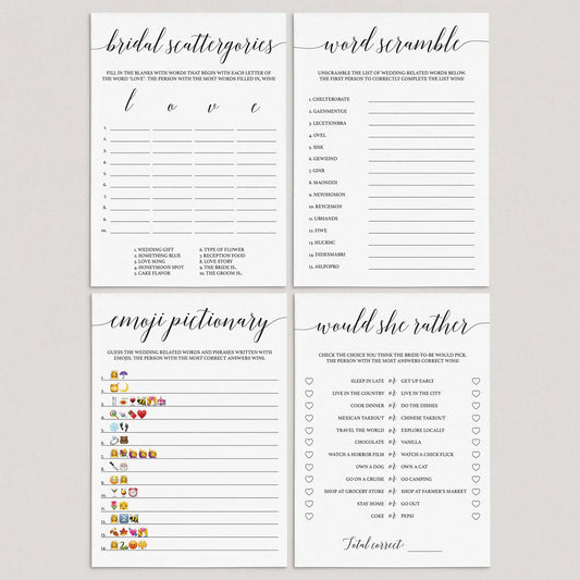 4 Virtual Bridal Shower Games Minimalist by LittleSizzle