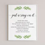 bachelorette party put a ring on it sign printables