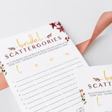 Boho Bridal Shower Scattergories Game Printable