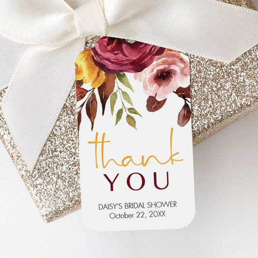 Autumn Bridal Shower Favor Tag Template Instant Download