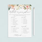 Elegant Bridal Shower Game Whats On Your Phone Printable by LittleSizzle
