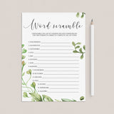 greenery wedding shower games instant download