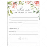 bride and groom advice cards instant download by LittleSizzle