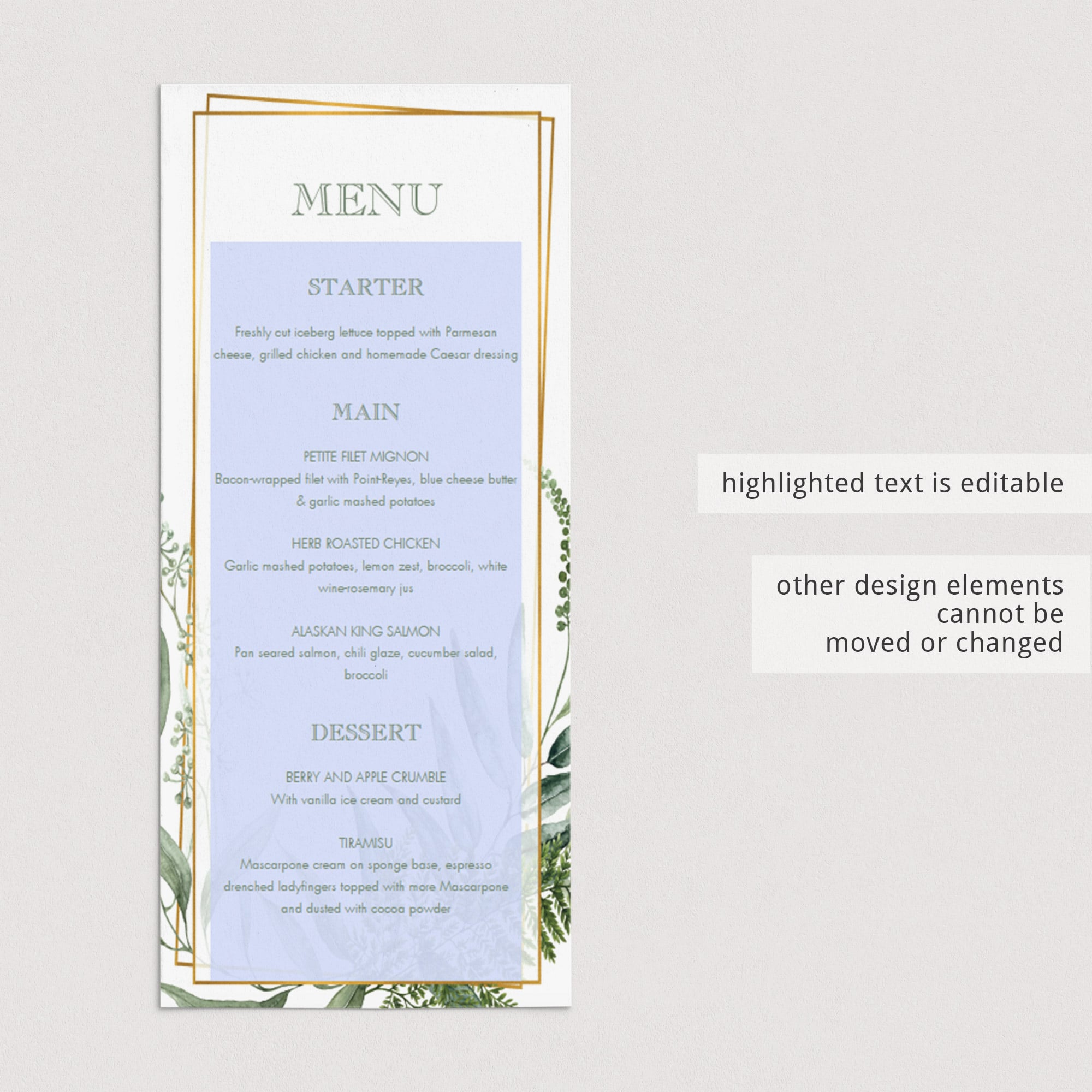DIY menu card template for chic dinner party by LittleSizzle
