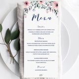 Pink Flowers Bridal Shower Menu Template by LittleSizzle