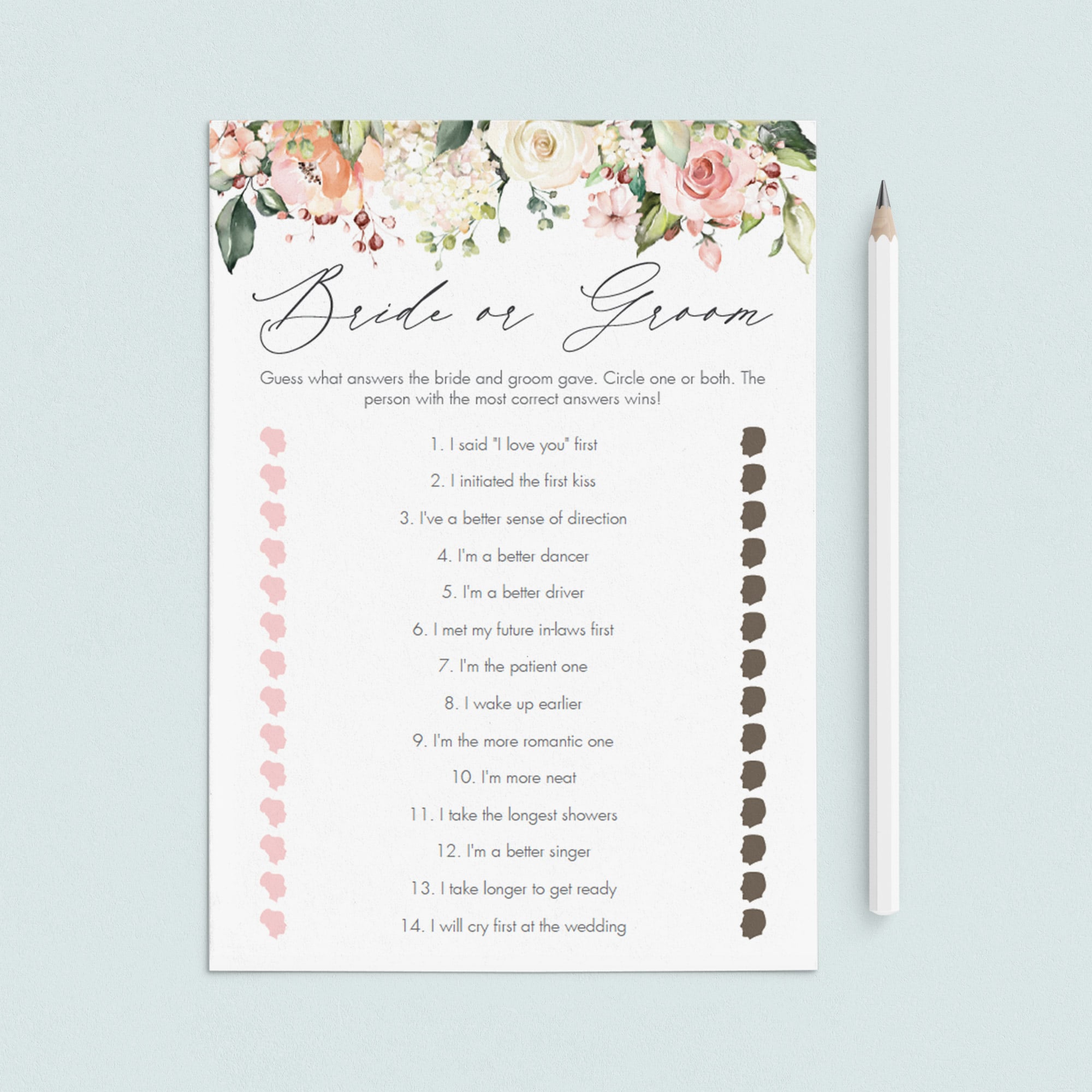 editable bride or groom bridal shower game templates by LittleSizzle