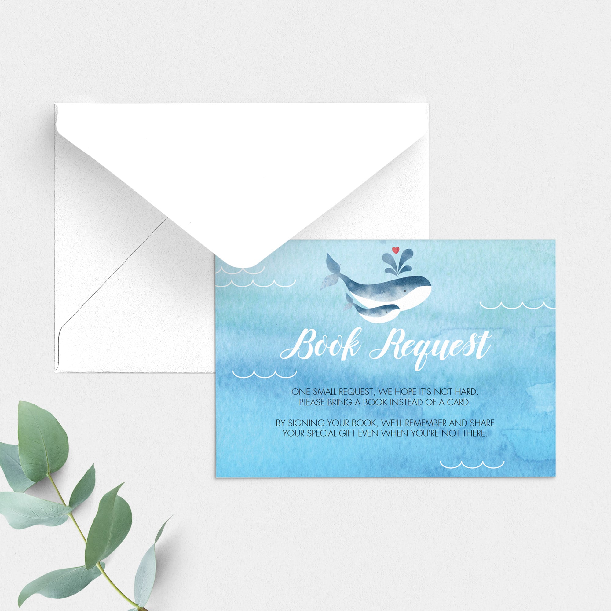 Blue whale baby book request card by LittleSizzle
