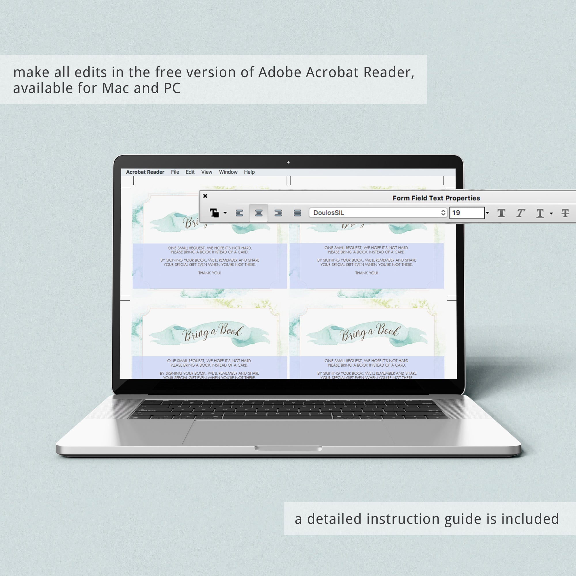 Lightblue babyshower bring a book card printable by LittleSizzle