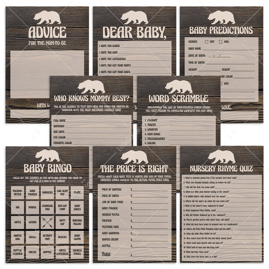 Rustic animal baby shower games package by LittleSizzle
