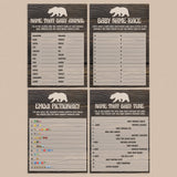 Rustic baby shower games set printables wood look by LittleSizzle