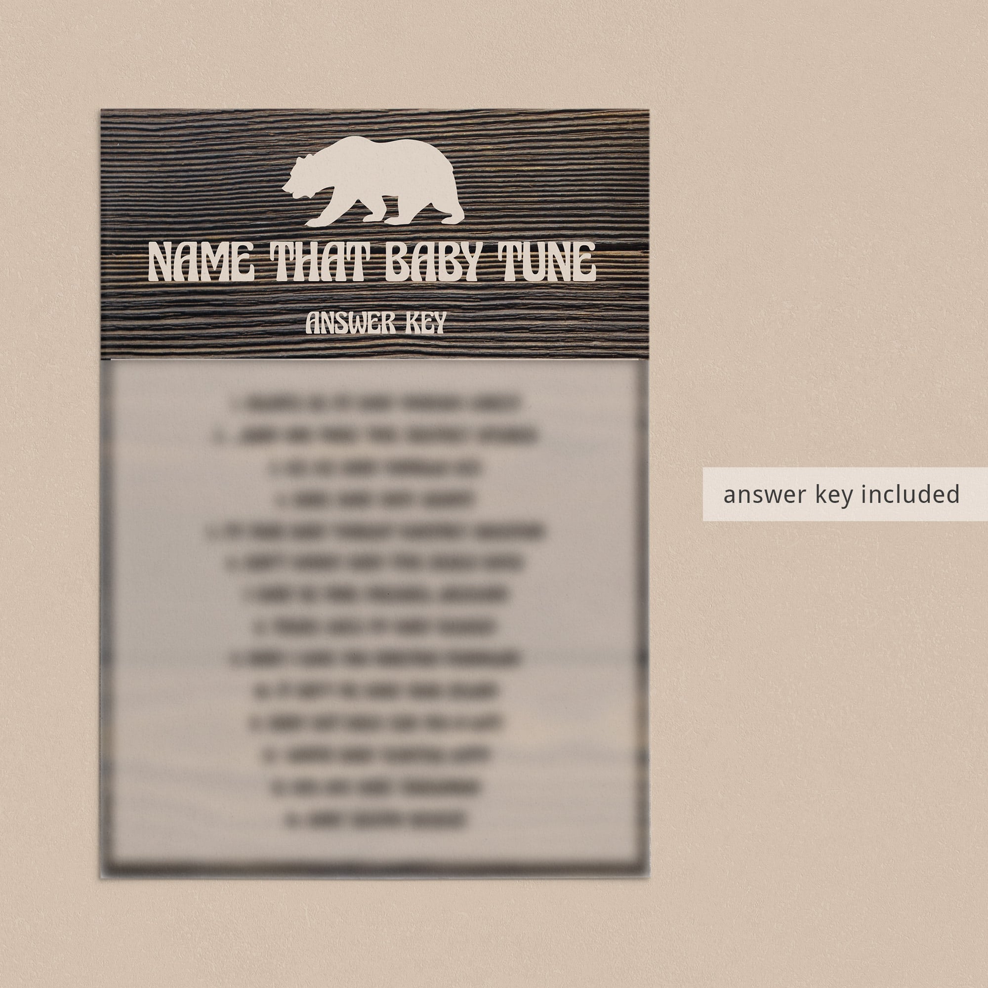 Name the baby song answer key for baby shower by LittleSizzle